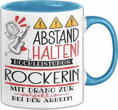 Produktbild von Rockerin Tasse Geschenk Lustig Abstand Halten Hochleistungs-Rockerin Mit Drang Zur Perfektion Bei Der Arbeit (Blau)