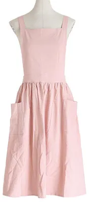 Produktbild von Nordische Malschürze aus Baumwolle und Leinen für Erwachsene in Rosa mit praktischen Taschen