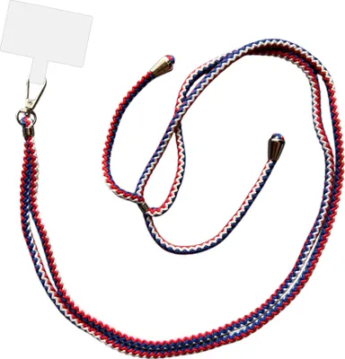 Immagine prodotto di Cavo telefonico universale Smartphonica - cavo regolabile e staccabile per telefono cellulare - 150 CM - Catena telefonica Rosso Bianco Blu