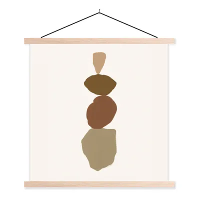 Produktbild von MuchoWow® Textilposter Braun - Design - Flecken 60x60 cm mit holzfarbenen Rahmen - Wanddekoration