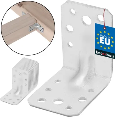 Produktbild von KOTARBAU® 12er Set Winkel 60x60x45 mm Winkelverbinder Schwerlastwinkel aus feuerverzinkter Stahl Eckwinkel mit Sicke Blechwinkel Metallwinkel 90 Grad Stahlwinkel Winkelprofil Bauwinkel Stuhlwinkel