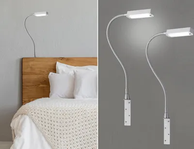 Produktbild von 2er SET LED Leselampen dimmbar, Schwanenhals Bettlampen zum Anschrauben Kopfteil