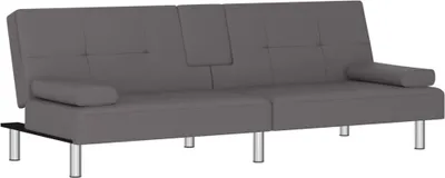 Produktbild von Schlafsofa mit Getränkehaltern Grau Kunstleder