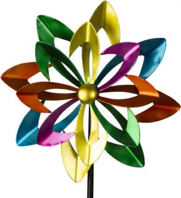 Produktbild von Windspiel Metall Blume Bunt Gartenstecker 180 cm Windrad