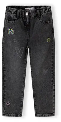 Zdjęcie produktu dla Spodnie jeans Minoti, bawełna z dodatkiem Elasthanu, czarne, rozmiar 98, dla dziewczynek