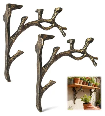 Image de Support mural vintage en forme de branche, lot de 2