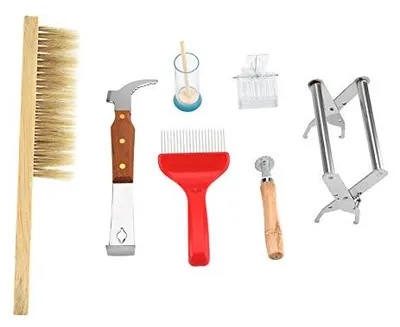 Imkerei-Werkzeug-Set, 7-teilig, Bienenbürste, Entdeckelungsgabel