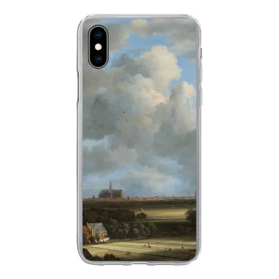 Produktbild von MuchoWow® Handyhülle Schutzhülle Hülle für iPhone Xs Ansicht von Haarlem mit Tribüne - Gemälde von Jacob van Ruisdael Silikon Softcase Handy Hülle - Handytasche