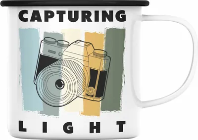 Produktbild von Trendation - Fotograf Emaille Tasse Zubehör Fotografie Geschenk Fotografieren Emaille Emaille Tasse Geschenkideen Lustige Grafik (Schwarz)