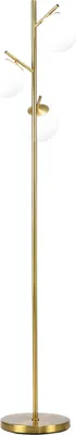 Produktbild von Retro Stehleuchte mit 3 Glas-Lampenschirmen in Gold