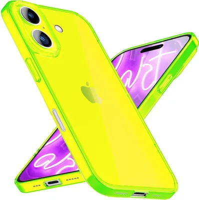 Image de Coque en silicone NALIA Neon pour iPhone 16 Plus – Couleur vive et protège-objectif – VIBE (coque transparente) – Marque berlinoise – Jaune