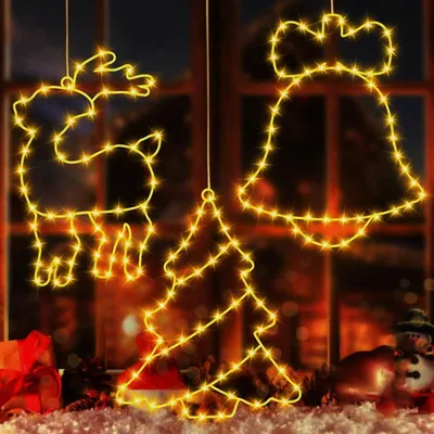 4er-Set LED-Fensterbeleuchtung, warmweiß, batteriebetrieben, mit Saugnäpfen