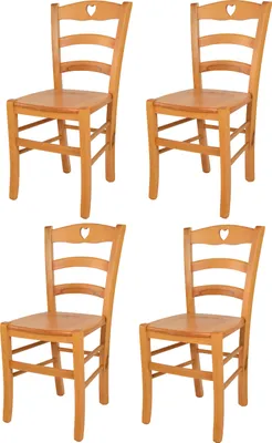 Produktbild von t m c s Tommychairs - 4er Set Stühle CUORE für Küche und Esszimmer, robuste Struktur aus Buchenholz in der Farbe Honig lackiert und Sitzfläche aus Holz