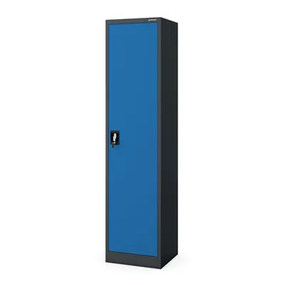 Immagine prodotto di Armadio per ufficio, archivio, metallico, scaffale portante, 4 ripiani, porta a battente, verniciatura a polvere, acciaio, dimensioni 185 cm x 45 cm x 40 cm, colore grigio antracite-blu