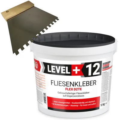 Produktbild von Dispersionkleber SET 10kg Fertig-Fliesenkleber Flex +Zahnspachtel 6mm L+12
