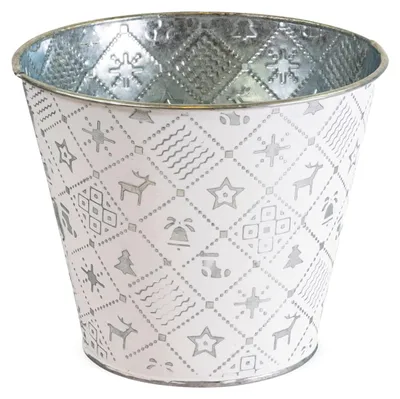 Produktbild von Runder Pflanztopf, in Silber Ø 10x9 cm, Blumenschale aus Metall
