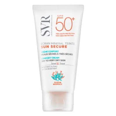 A white tube of sunscreen with text and graphics.