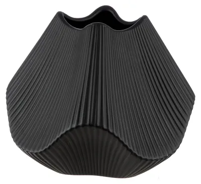 Image de Gilde Vase, "Lamellen", Keramik, schwarz, VE 1, L. 22 cm, B. 22 cm, H. 18.5 cm 55380 4063387553800