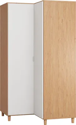 Produktbild von Drehtürenschrank / Eckkleiderschrank Arbolita 18, Farbe: Eiche / Weiß - Abmessungen: 195 x 102 x 104 cm (H x B x T)