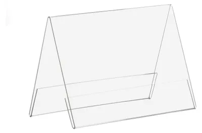 Produktbild von Dachaufsteller DIN A5 Quer aus Acrylglas / A-Aufsteller / Tisch-Namensschild / doppelseitig / Werbeaufsteller / Acrylaufsteller