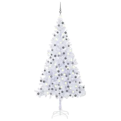 Immagine prodotto di Maison Exclusive - Albero di Natale artificiale con luci e palline, L 240 cm, bianco