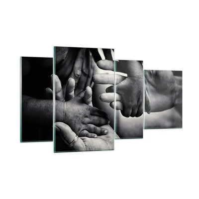 Produktbild von Bilder auf glas - 4 Teile - Hände Toleranz Gemeinschaft - 120x70cm - Glasbilder - Wandbilder - Bilder - Wanddekoration aus Glas - Glas Bilder - Wandbild auf Glas - GDL120x70-4990