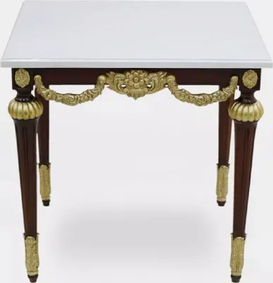 Produktbild von Casa Padrino Luxus Barock Beistelltisch mit Marmorplatte Weiß / Dunkelbraun / Gold - Rechteckger Massivholz Tisch im Barockstil - Barock Möbel - Edel & Prunkvoll