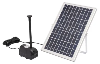 Obrázok produktu pre Solárne čerpadlo do fontány – súprava fontány – solárny panel 17 V/10 W – bezkefové DC 6–24 V – prietok 1000 l/h – výtlak 1,5 m – rozmery panelu 35 × 23,5 × 1,7 cm – čierna