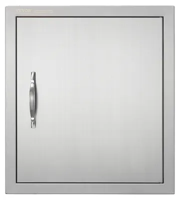 Productafbeelding van VEVOR Grilldeur, 457 x 508 mm, losse buitendeur voor keuken, roestvrijstalen deur met vlakke montage, verticale wanddeur met handgreep en haak, geschikt voor grill-eiland, grillstation, buitenschuif