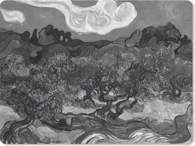 Produktbild von MuchoWow® Mauspad Mousepad Olivenbäume - Vincent van Gogh - Schwarz - Weiß 23x19 cm - Mousepads - Maus Mat - Pad - Mausunterlage - Schreibtischunterlage - Mauspad