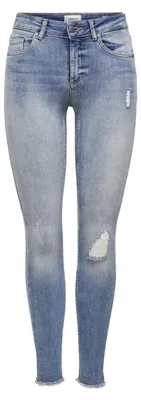 Produktbild von ONLY Destroyed Ankle Skinny Jeans Stretch Denim Hose ONLBLUSH Fransen Größe: M / 32L