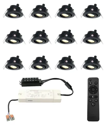 Produktbild von hoftronic LED Einbaustrahler 12V 3W 200lm 2700K IP44 Schwarz Schwenkbar