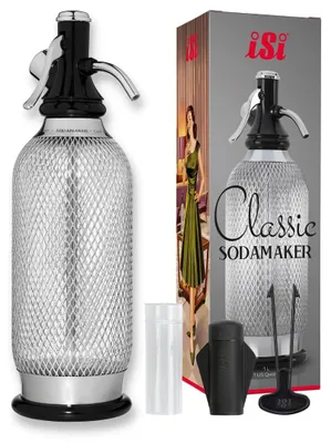 Produktbild von ISi 1060 Sodamaker Classic - 1,0 Liter - Wassersprudler für sprudelndes Wasser - Sprudler mit Edelstahl-Flasche - Kohlensäure für Wasser