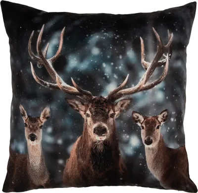 Produktbild von Clayre & Eef Kissenbezug 45x45 cm Grau Polyester Hirsch