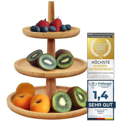 Produktbild von Solidchoice – 3-stöckiges Bambus-Etageremöbel für Snacks