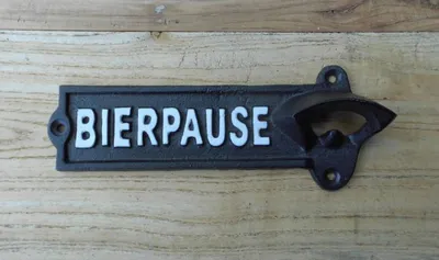 Produktbild von Wandflaschenöffner Kapselheber BIERPAUSE Gusseisen schwarz 21 cm