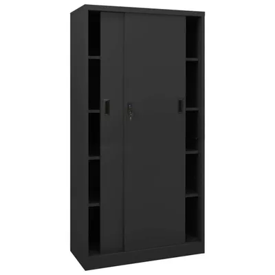 Produktbild von vidaXL Büroschrank mit Schiebetür Anthrazit 90x40x180 cm Stahl