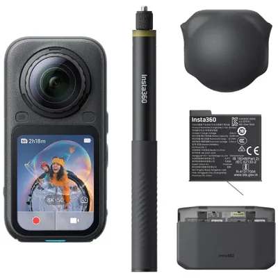 Produktbild von Insta360 X6 Essentials Bundle, 8K Ultra HD, 120 MP, 240 fps, WLAN, Bluetooth, 2600 mAh
