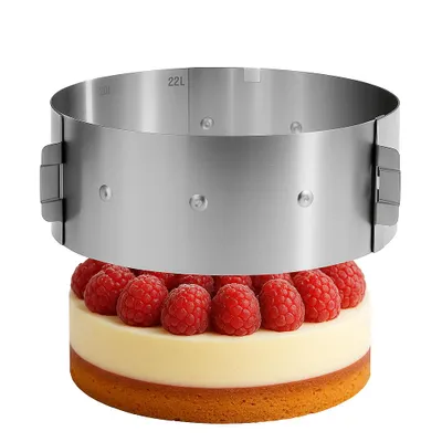 Produktbild von Lindenstein Tortenring verstellbar 8,5 cm hoch – Edelstahl Kuchenring Ø 16–30 cm, stabiler Backring mit Skala und Klemmhebel zum Backen, Füllen