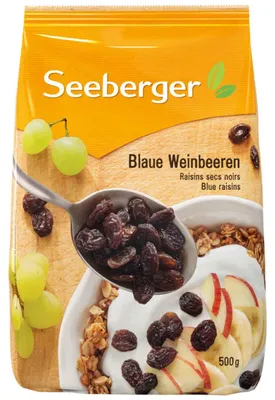 Zdjęcie produktu dla SEEBERGER 150358000 SEEBERGER Blaue Weinbeeren Trockenfrüchte 500,0 g, 1 St.