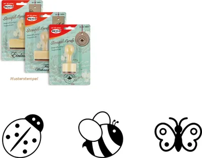 Produktbild von Meyco Holz Stempel 3er Set "Marienkäfer, Biene & Schmetterling" Ø 1,1 cm