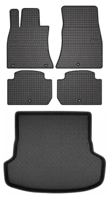 Productafbeelding van Rubberen automatten + kofferbakmat voor Kia Stinger vanaf 2017 (liftback) – 5-delig, zwart, op maat – Wielganizator SolidPRO