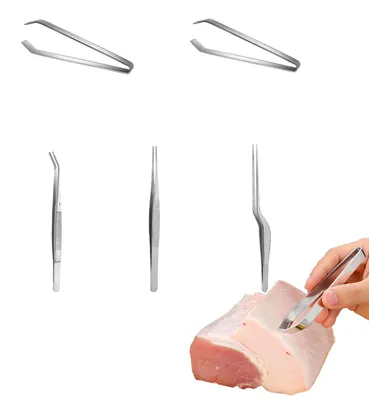 5er Set Küchenpinzetten aus Edelstahl, Fischgrätenpinzette