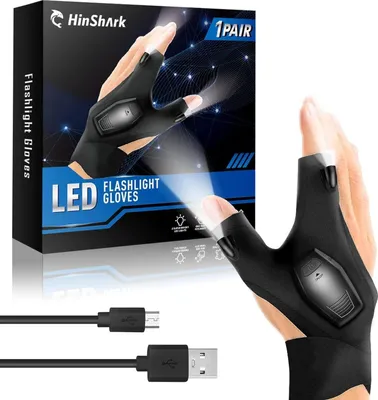 Image de Gants lumineux à LED pour hommes, cadeau de fête des pères, accessoires de pêche Noir+Bleu
