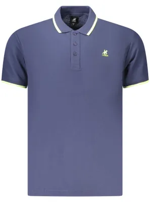 Produktbild von Stilvolles Herren Polo: Kurzarm, Blau, Kontrastdetails, Logo-Druck