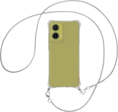 Produktbild von Handykette Backcover-Schutzhülle mit Band (Metall silberfarben) für Motorola Moto G85 5G - silberfarbene Snake-Kette