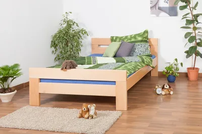 Produktbild von Einzelbett / Gästebett "Easy Premium Line" K6, 140 x 200 cm Buche Vollholz massiv Natur