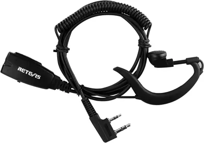 Produktbild von Retevis EEK016 Freisprech-Funk-Headset, Funkgerät Headset 2 Pin mit Mikrofon Kompatibel mit RT24 RT27 RT86 RT85 Walkie Talkies, G-Form-Ohrhaken Walkie-Talkie-Ohrhörer mit Mikrofon 2 Pin (1 Stück)