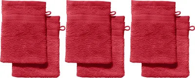 Produktbild von REDBEST Waschhandschuh Chicago" 6er-Pack rot 15x21 cm"