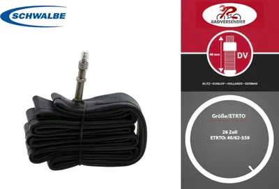 Produktbild von Schwalbe 10425311, Dunlop-Ventil, 26", 40 - 62 mm, 4 cm, Gummi, Schwarz